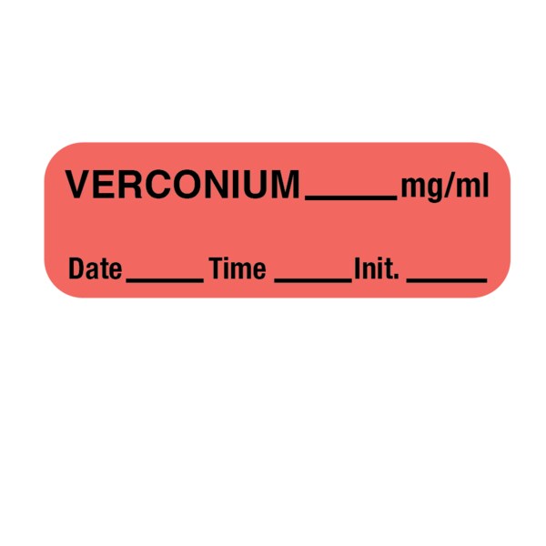 Label, Verconium 1/2" x 1-1/2" Flr Red w/Black